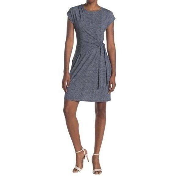 H by Halston Gray Casablanca Classic Short Sleeves Draped Dress size 6 - Picture 1 of 10